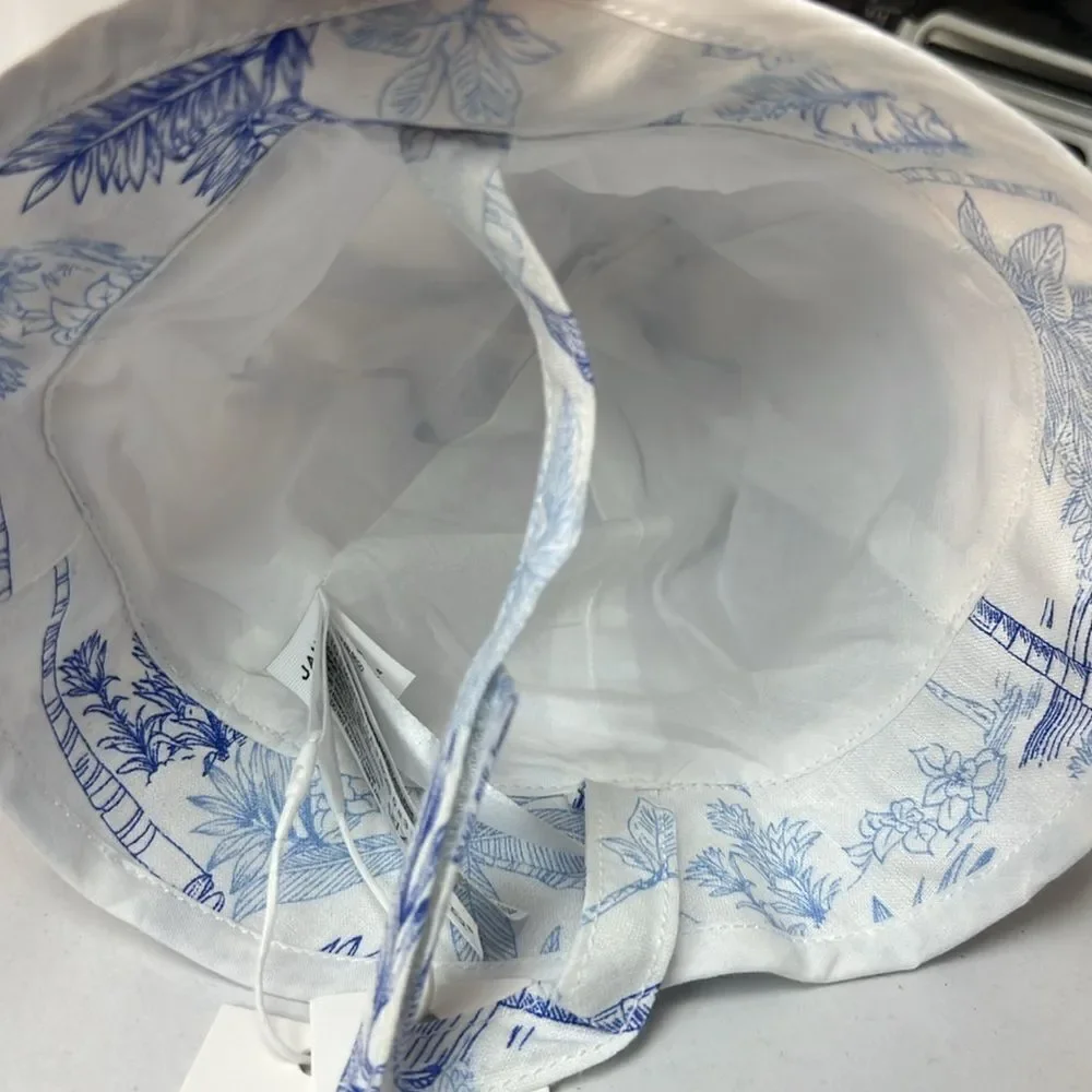 Janie and Jack 101091001 Light Blue Palm Toile sun hat size 0-3 months NWT